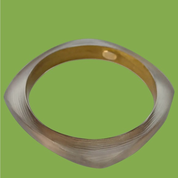 Alexis Bittar iridescent gold and green rounded bangles - Picture 5 of 5